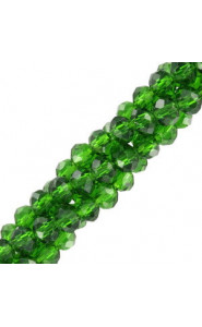 Faceted glass beads 3x2mm disc - Fairway green-pearl shine coating